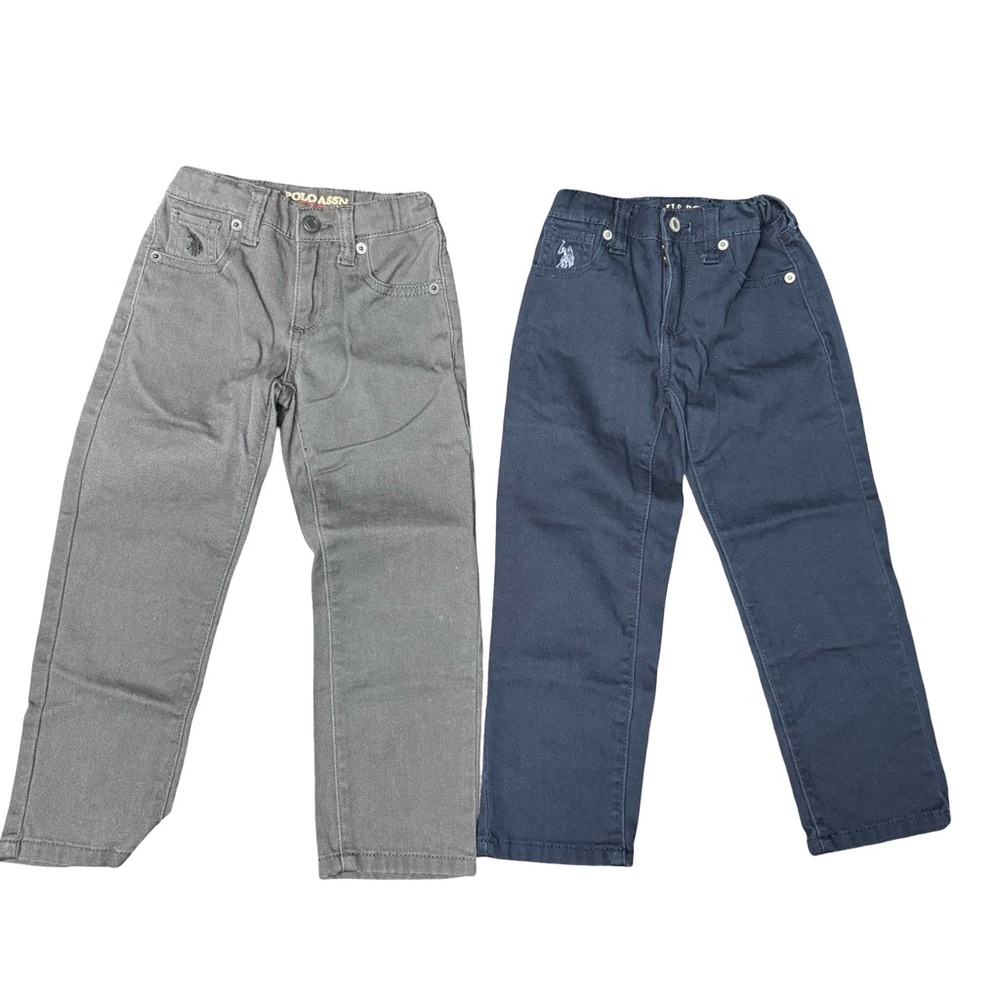 US Polo Assn Kids Jeans Bundle Size 4 Toddler Charcoal Navy Denim Pants Set